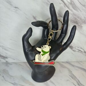 Polar Bear Keychain with Green Scarf